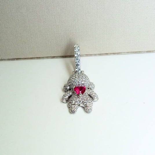 Pingente Menina Cravejado Coração Prata 925