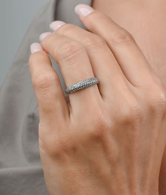 Anel Aparador Cravejado Zircônia Prata 925