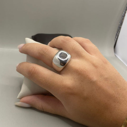 Anel Chapa Boleada Larga - Prata 925