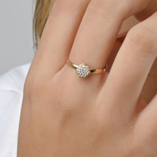 Anel Chuveiro Redondo Ouro 18k