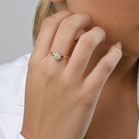 Anel Chuveiro Redondo Ouro 18k