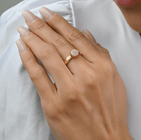 Anel Chuveiro Redondo Pedras Ouro 18k