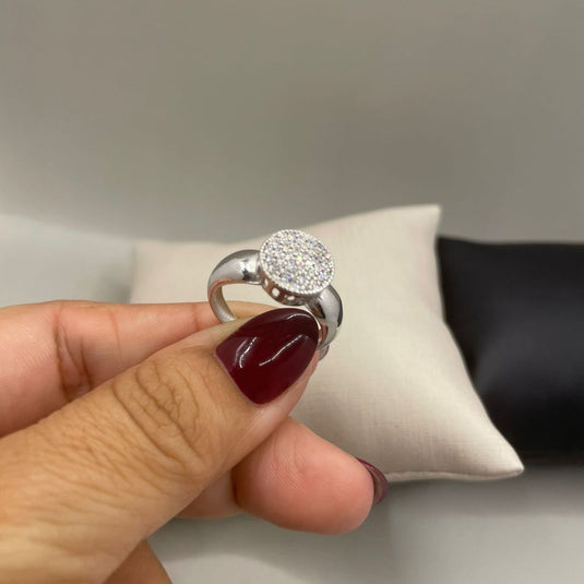 Anel Chuveiro Redondo Zircônia Prata 925