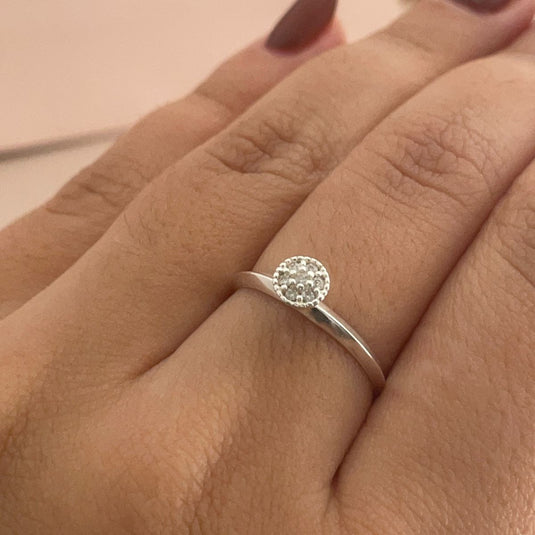 Anel Chuveiro Redondo em Prata 925 – Tamanho 16