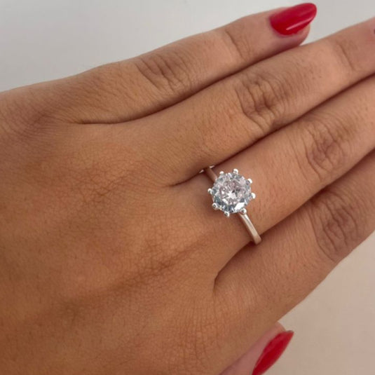 Anel Chuveiro Solitário Prata 925