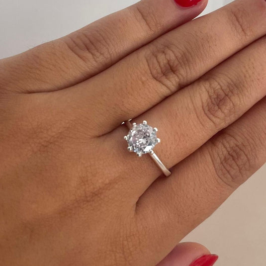 Anel Chuveiro Solitário em Prata 925