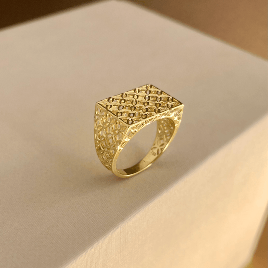 Anel Filigrana Largo em Ouro 18k