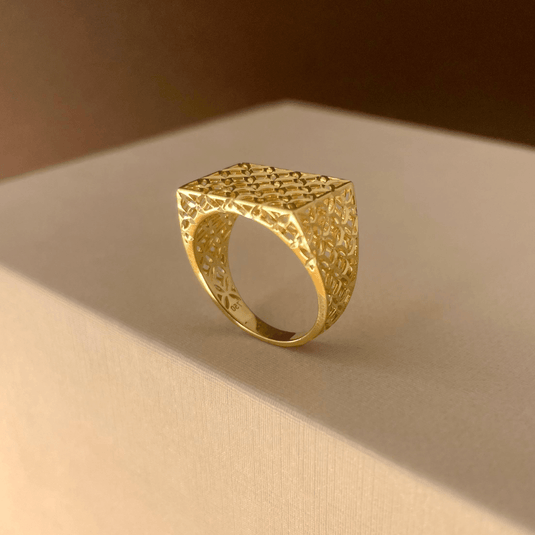 Anel Filigrana Largo em Ouro 18k