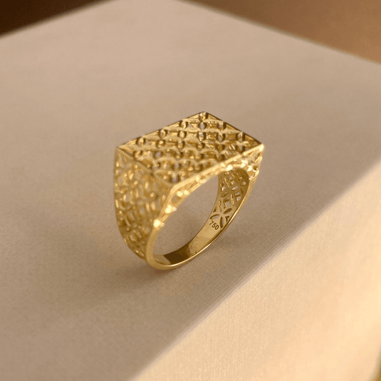 Anel Filigrana Largo em Ouro 18k