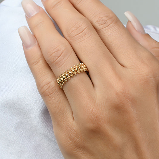 Anel Filigranado Bolinhas ao Redor Ouro 18k