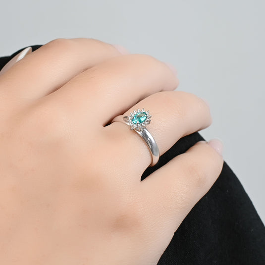 Anel Solitário com Pedra Sintética - Ouro Branco