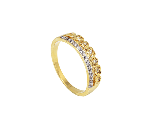 Anel duplo Coração Cravejado Zircônia