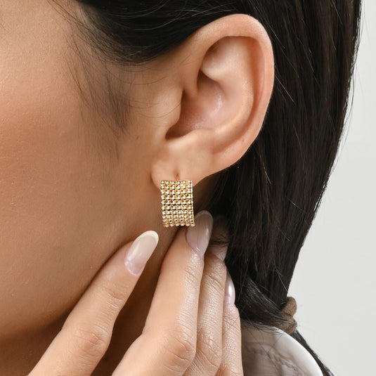 Argola Larga 6 Fios Bolinhas Ouro 18k