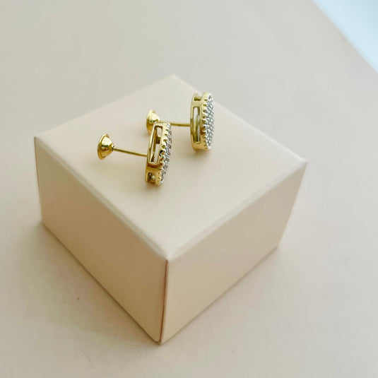 Brinco Chuveiro Redondo com Pedras Sintéticas - Ouro 18k