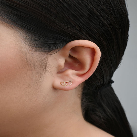 Brinco Coração Duplo Vazado - Ouro 18