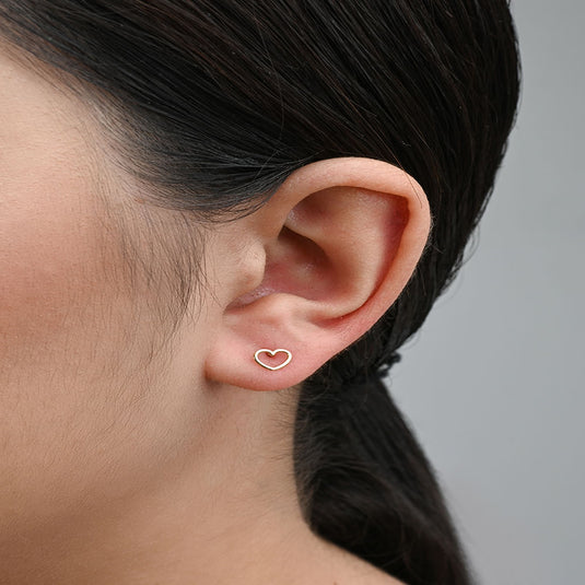 Brinco Coração Mine Liso Vazado - Ouro 18k