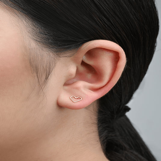 Brinco Coração Pequeno Vazado Ouro 18k