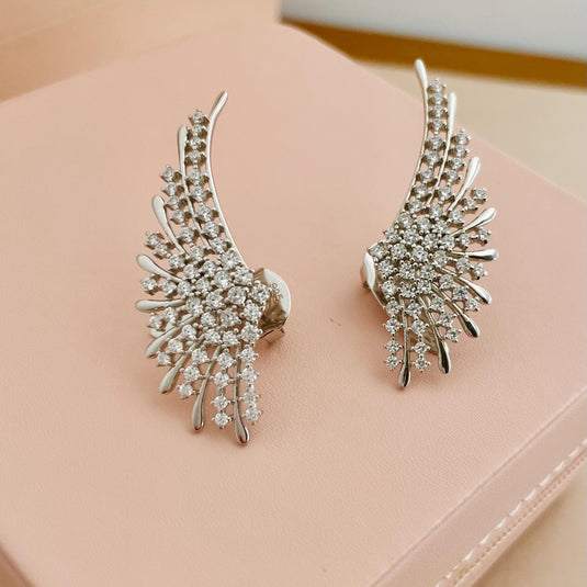 Brinco Ear Cuff Leque Cravejado com Zircônias – Prata 925