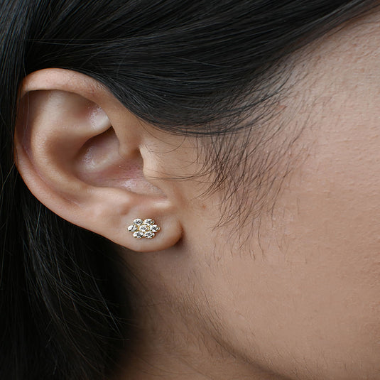 Brinco Florzinha Zircônia Branca - Ouro 18k