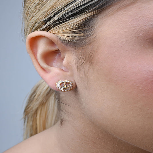 Brinco Nossa Senhora Aparecida Navetes Ouro 18k