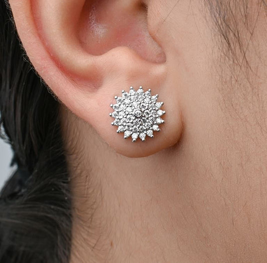 Brinco Sol Micro Zircônia - Prata 925