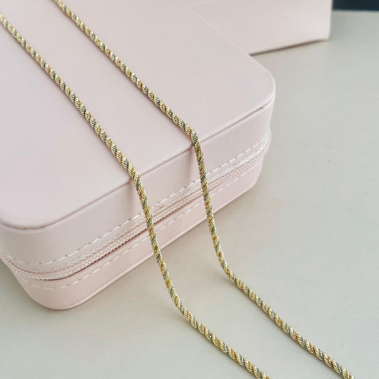 Corrente Corda Tricolor Média Italiana 45cm – Ouro 18K