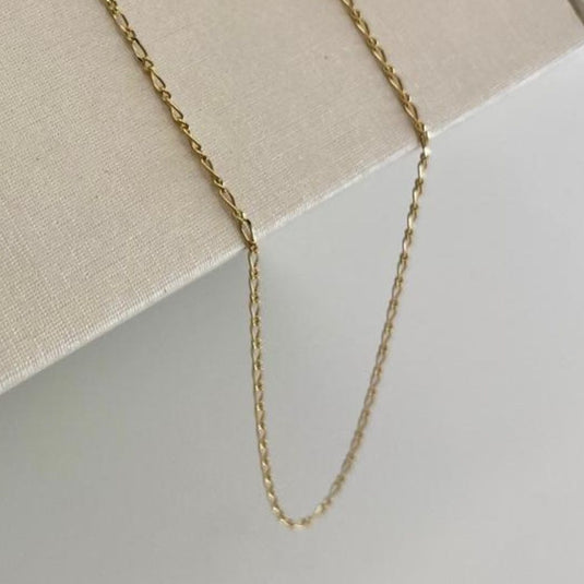 Corrente Elo Alongado Oval Pequeno 45cm Ouro 18k