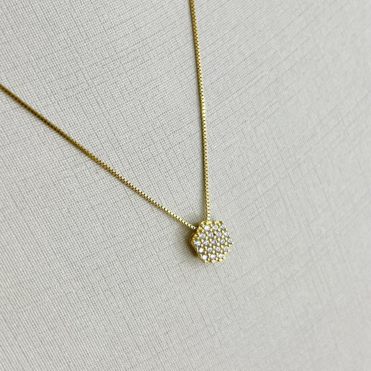 Corrente Veneziana Ouro 18K com Pingente Sextavado Cravejado