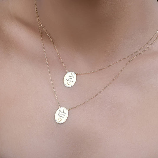 Escapulário Composer 2 Placas 45cm 40cm Ouro 18k