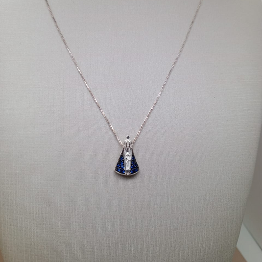 Gargantilha Nossa Senhora Aparecida 45cm Prata 925