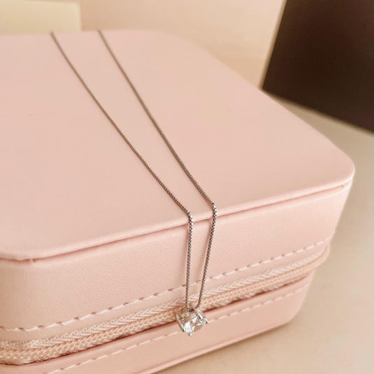 Gargantilha Ponto de Luz com Galeria Rodinada – Corrente Veneziana 40cm com Extensor em Prata 925