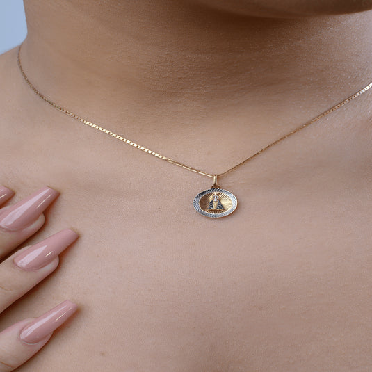 Pingente Redondo Fundo Nossa Senhora Aparecida Ouro 18k