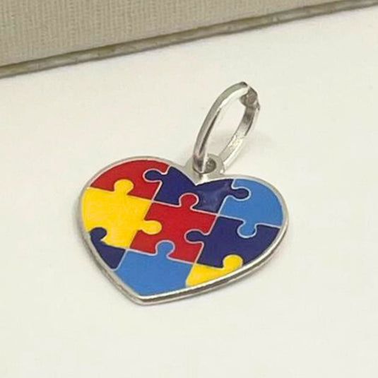 Pingente Coração Símbolo do Autismo Prata 925