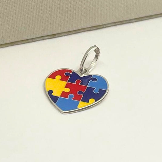 Pingente Coração Símbolo do Autismo Prata 925