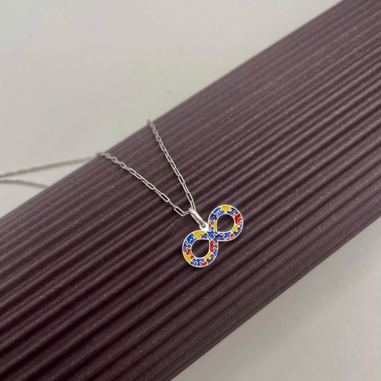 Pingente Infinito Símbolo do Autismo Prata 925