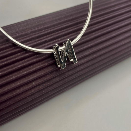 Pingente Letra N Cravejado De Zircônia Com Encaixe Em Prata 925