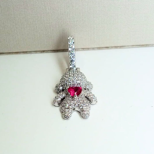 Pingente Menina Cravejado Coração Prata 925