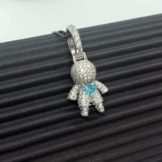 Pingente Menino Pedra Azul Cravejado com Zircônia Prata 925
