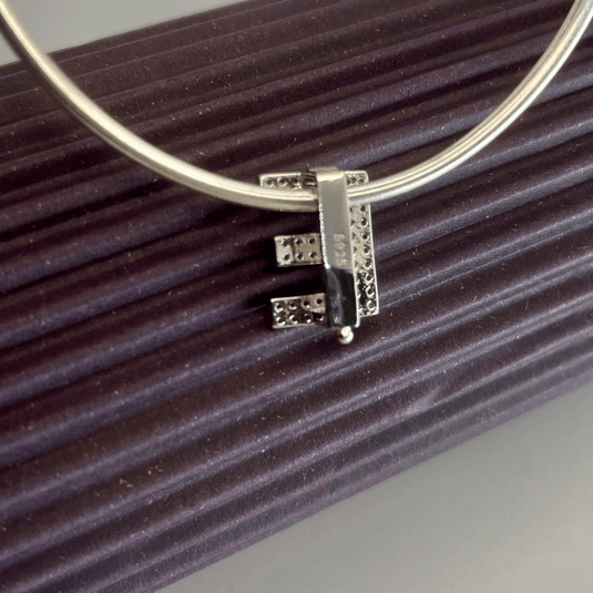 Pingente Letra E Cravejado com Encaixe - Prata 925