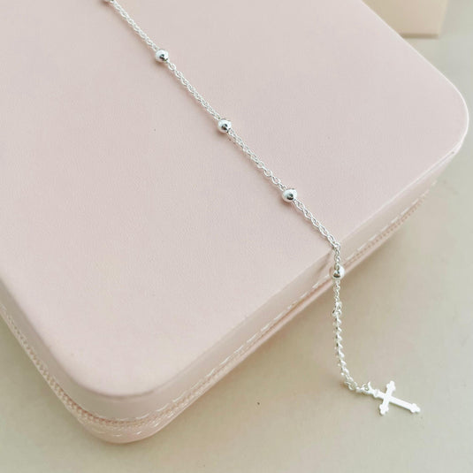 Pulseira Bolinha com Cruz – Prata 925