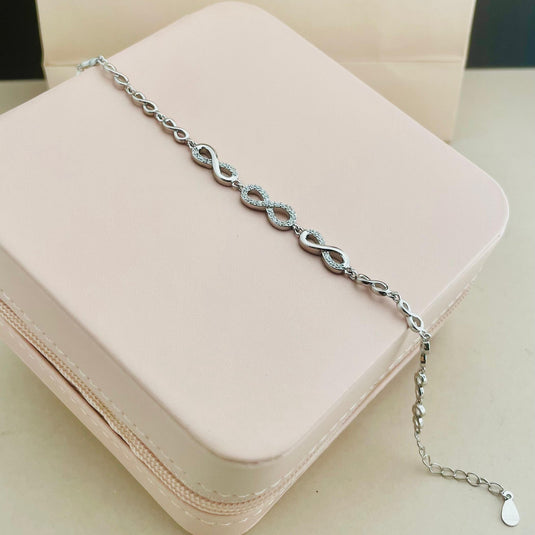 Pulseira Infinito com Pedras – Prata 925