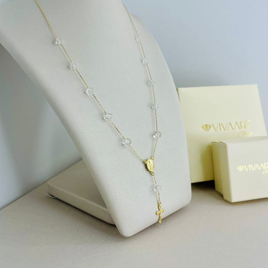 Terço Nossa Senhora das Graças em Ouro 18k com Cristais