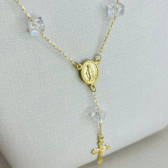 Terço Nossa Senhora das Graças em Ouro 18k com Cristais