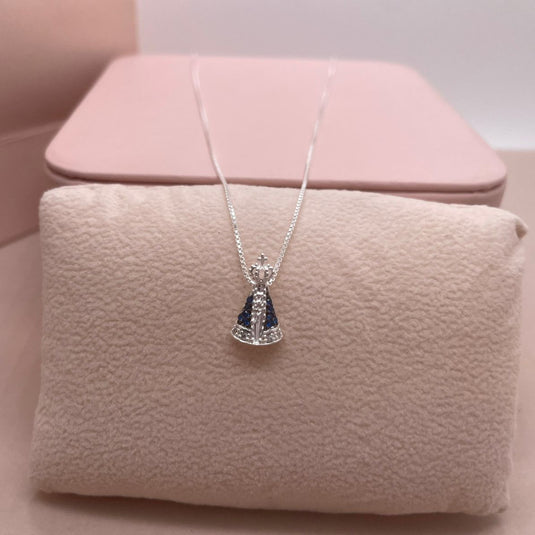 Gargantilha Nossa Senhora Aparecida 45cm Prata 925