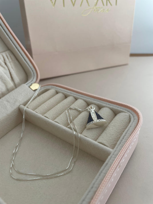 Gargantilha Nossa Senhora Aparecida Grande 45cm Prata 925