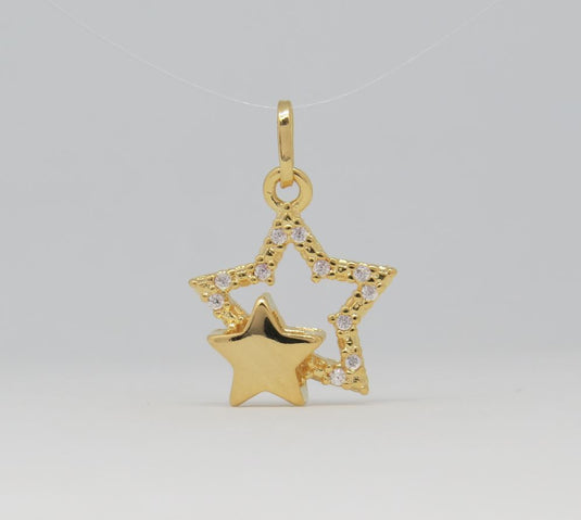 Pingente Estrela Dupla Vazada Microzircônia Lisa