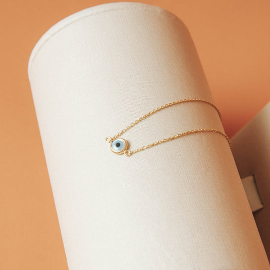 Pulseira Olho Grego 18cm em Ouro 18k