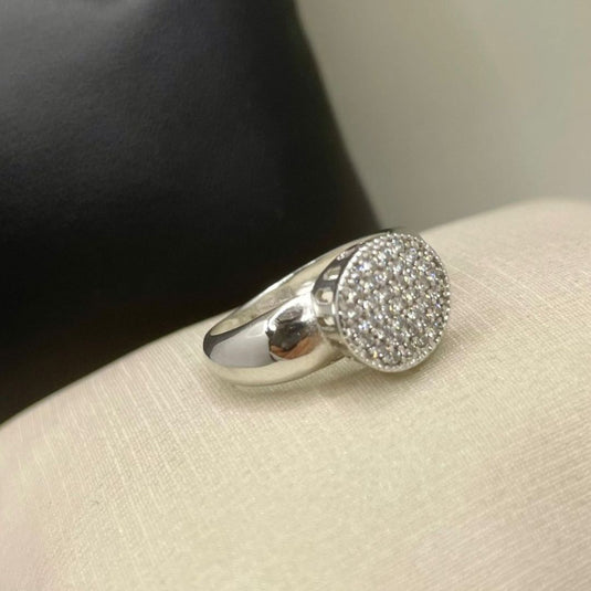 Anel Chuveiro Redondo Zircônia Prata 925