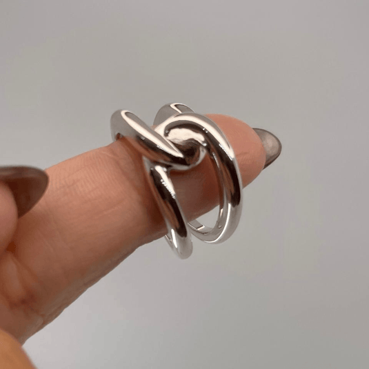 Anel Elo Cadeado Fio Boleado Prata 925