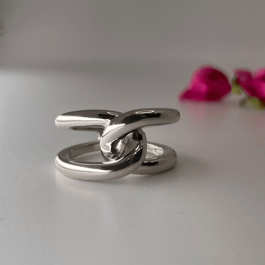 Anel Elo Cadeado Fio Boleado Prata 925